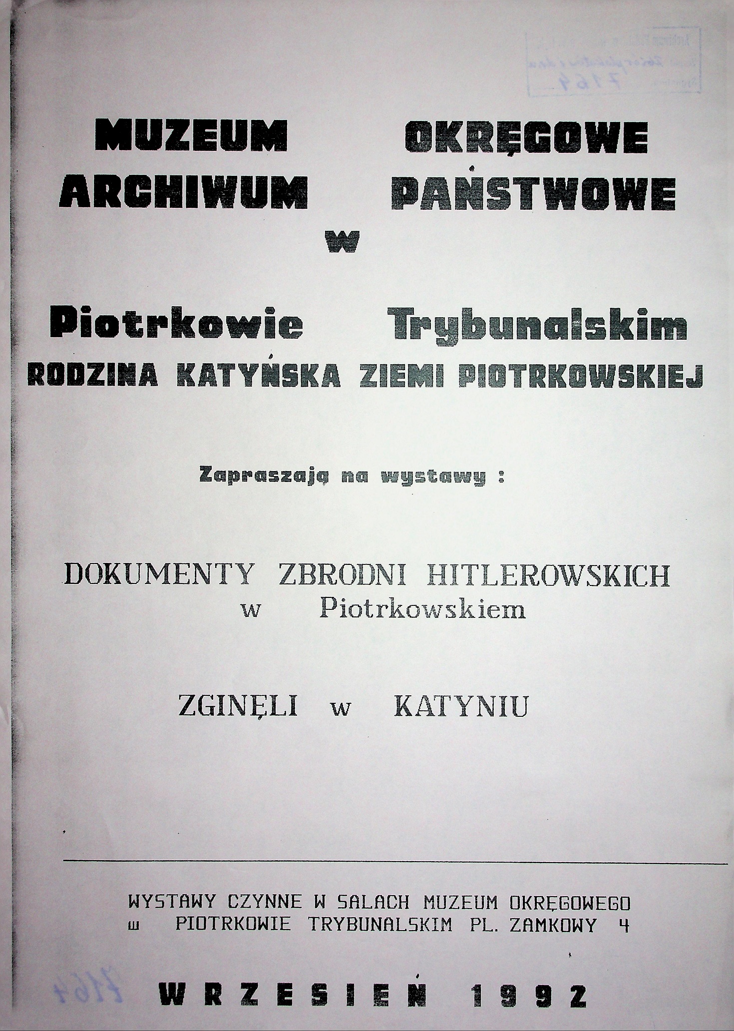 Afisz obchodów z 1992